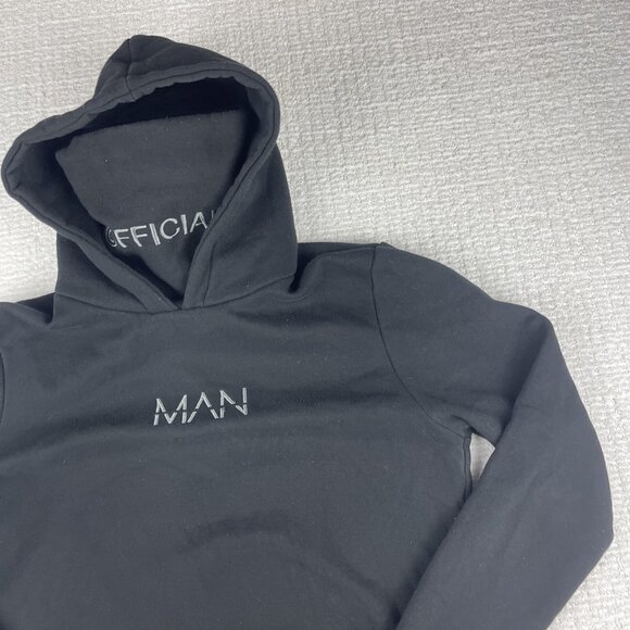 Boohoo Man Hoodie with Built in Snood Black Men Size Small (Read) - Picture 2 of 16